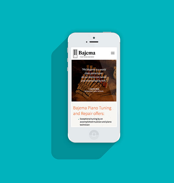 Bajema Piano Tuning Site - Visual Design - Mobile